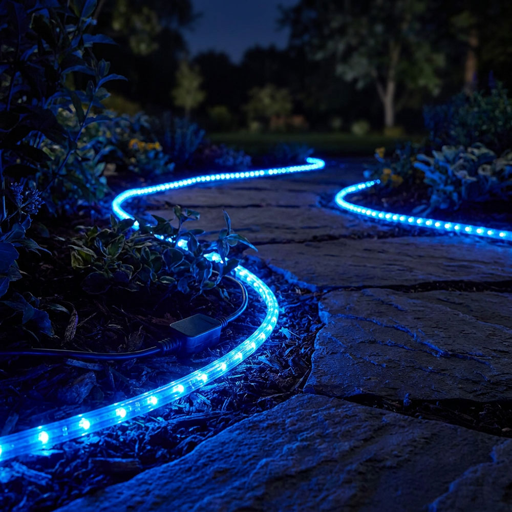 2x LED Lichtschlauch, Blau, klar, IP44, spritzwassergeschützt, L 600cm
