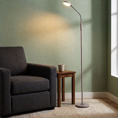 SILVIO LED floor lamp, metal, beige, touch dimmer, flexible arm