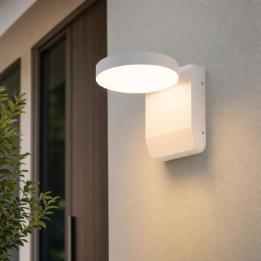 VT-11020-RD-W LED wall light, aluminium, white, round, swivelling, IP65