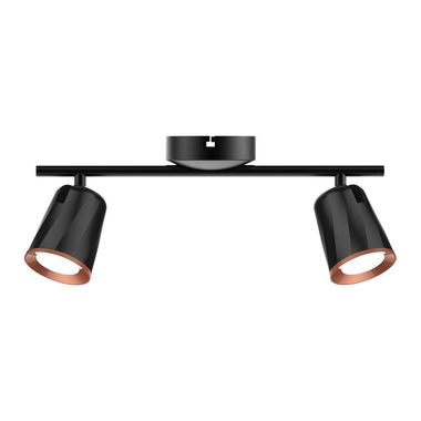 Plafoniera a LED, nera, faretti orientabili, a 2 luci, L 40,5 cm