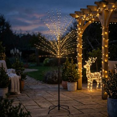 LED Deko Baum, Weihnachten, Timer, schwarz, IP44, H 150 cm