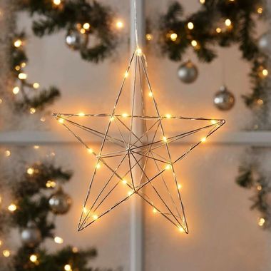 LED-raamdecoratie, Kerstmis, ster, chroom, L 38 cm