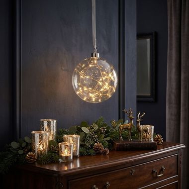 LED Fensterdekoration, Schalter, Weihnachten, Glas klar, D 15 cm