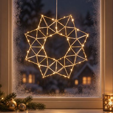 Décoration de fenêtre à LED, suspension EDGE, laiton, forme d'étoile, D 40 cm