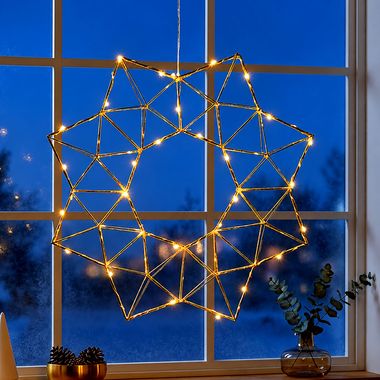 LED-raamdecoratie, hanglamp EDGE, messing, stervorm, D 40 cm