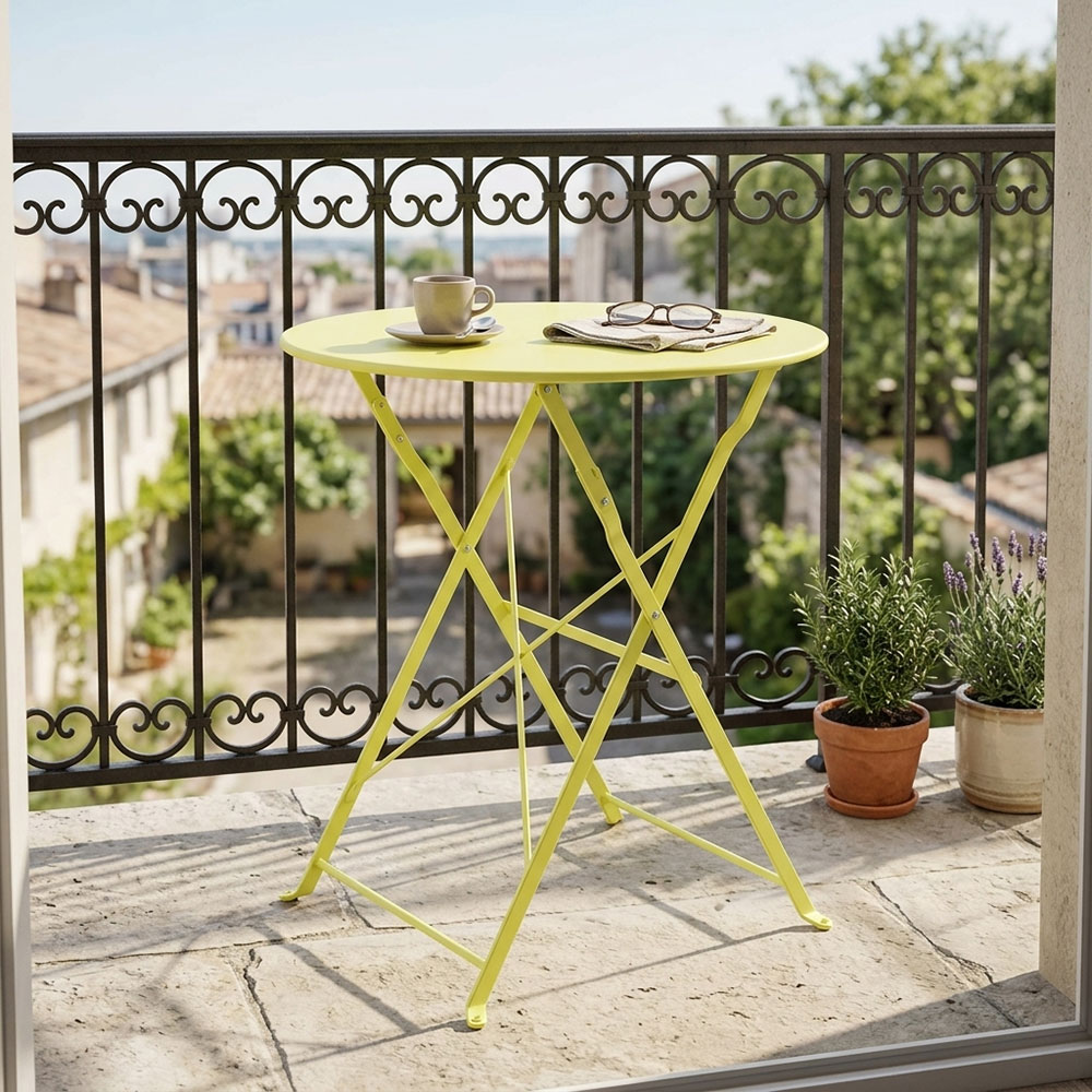 Klapptisch TIVIO, Grün, Eisen, Metall, Rund, Klappfunktion, H 70 cm