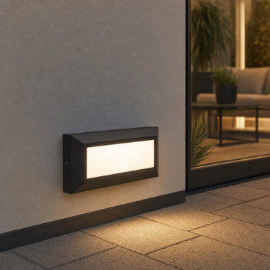 LED-wandlamp HELENA, matzwart, aluminium, opaal, IP54, B 23 cm
