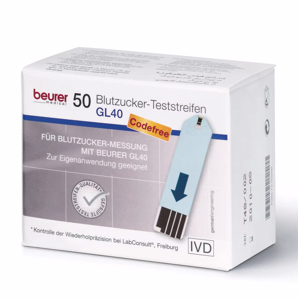 Teststreifen für Blutzuckermessgerät Beurer GL40 (2x 25 Stück)