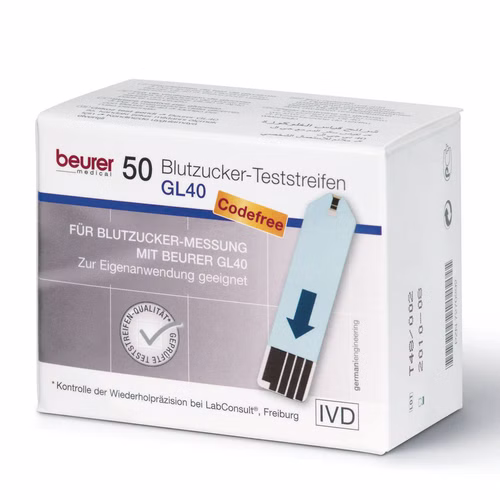 Teststreifen für Blutzuckermessgerät Beurer GL40 (2x 25 Stück)