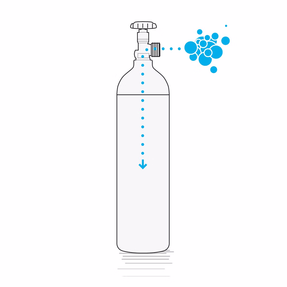 Füllung von Sauerstoffflaschen mit medizinischem Sauerstoff 0.8 Liter Stahlflasche