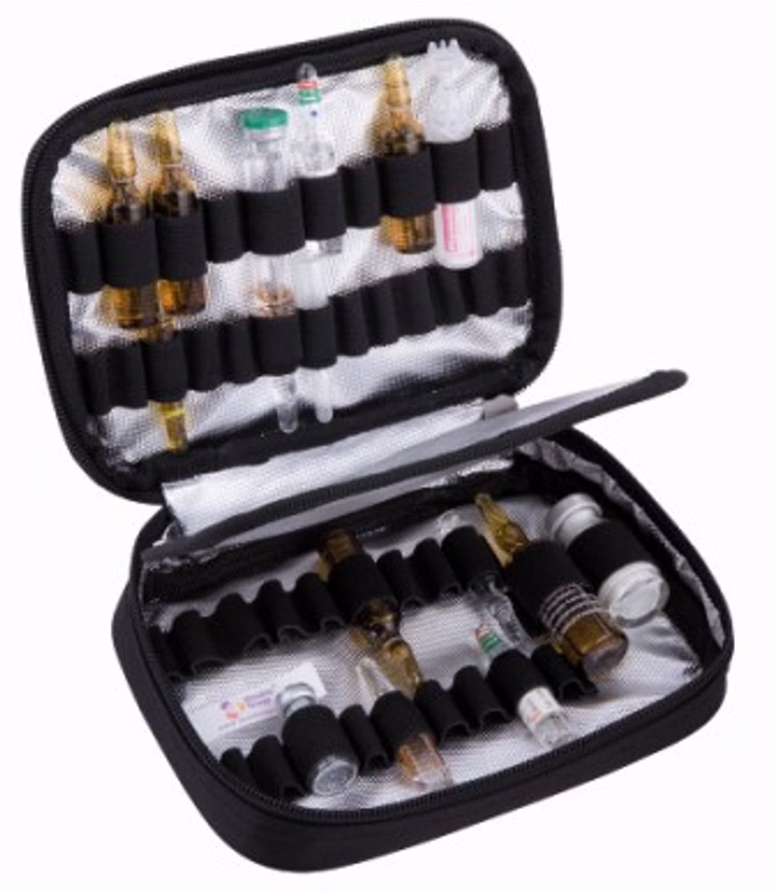 EliteBags PHIAL Ampullarium schwarz für 43 Ampullen mit Kühlpack