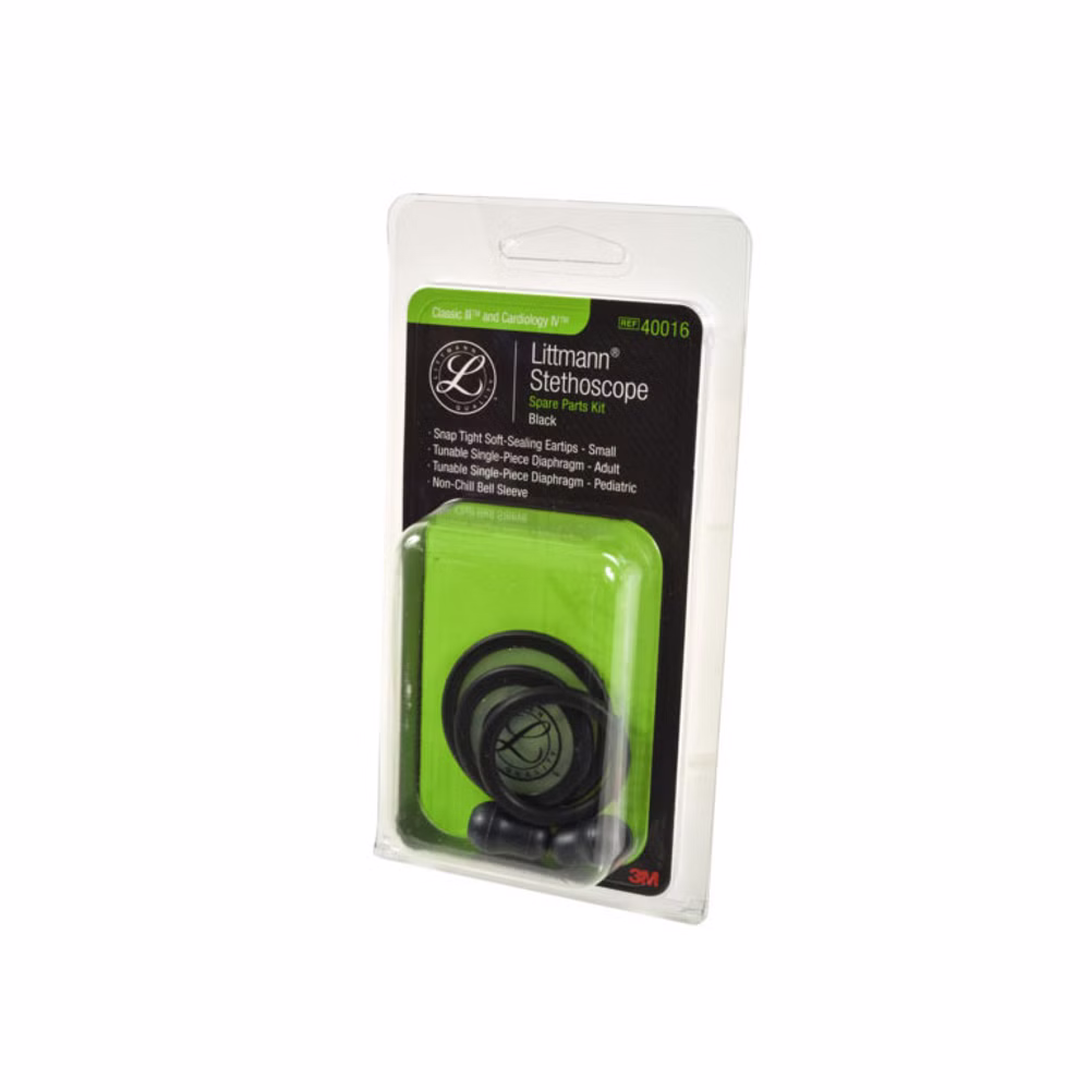 Littmann Ersatzteilset für Classic III, Cardiology III & IV und Core Stethoskop mit Ohroliven und Membranen Schwarz