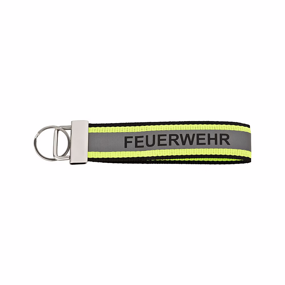 Schlüsselanhänger FEUERWEHR mit reflektierendem Streifen 140x30mm mit Schlüsselring