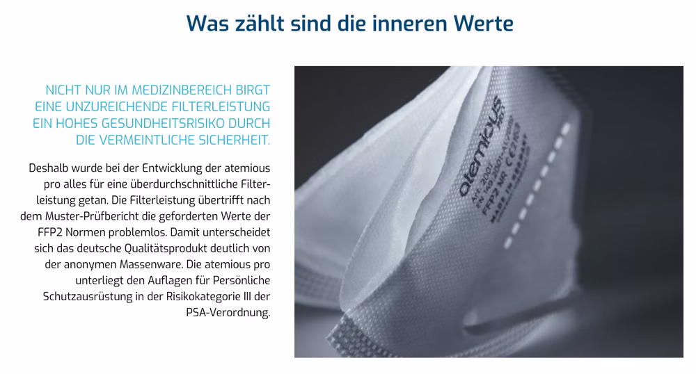 Univent Medical Atemious X5 FFP2 Schutzmaske - Made in Germany
