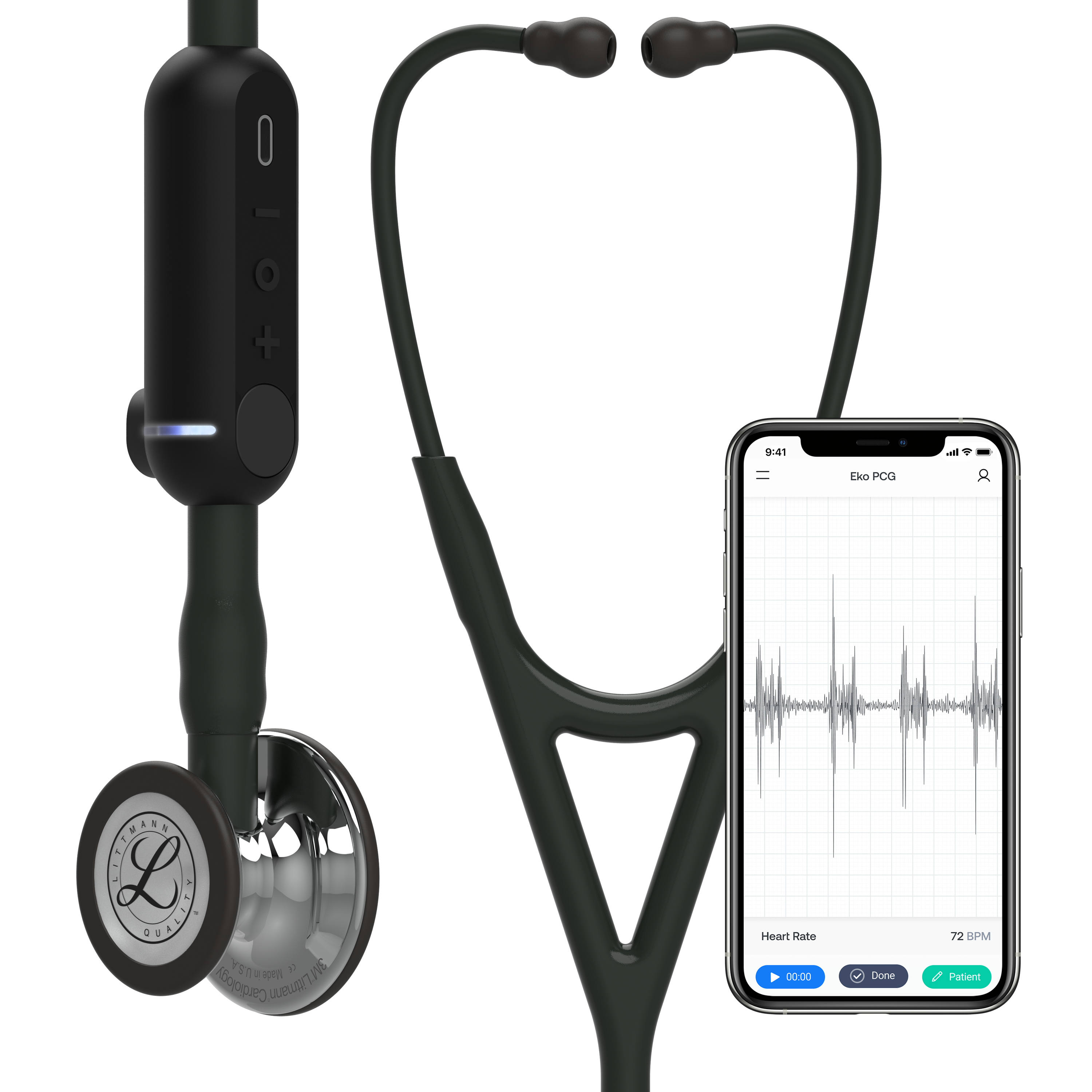 Littmann Core Digital-Stethoskop Hochglanz schwarz mit App