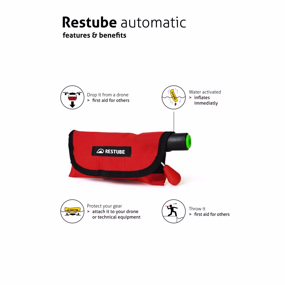Restube Automatic Boje für die professionelle Wasserrettung und Drohnenrettung