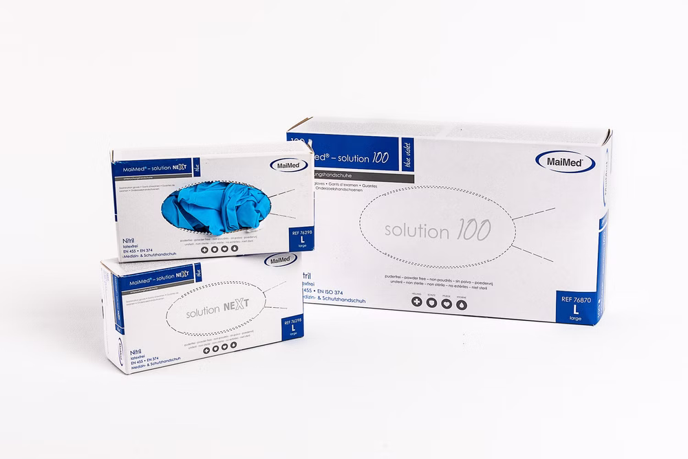 Maimed Solution Kleinpackung mit 6 Stück Nitrilhandschuhen M