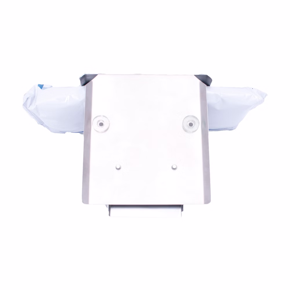 Flowpack-Halter aus Edelstahl für Desinfektionstücher zur Wandmontage