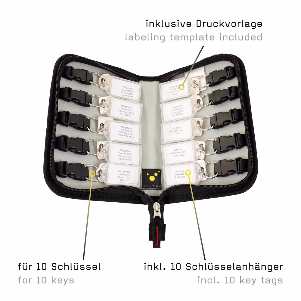 Tee-uu KEYFRIEND Schlüsselmappe für bis zu 10 Schlüssel
