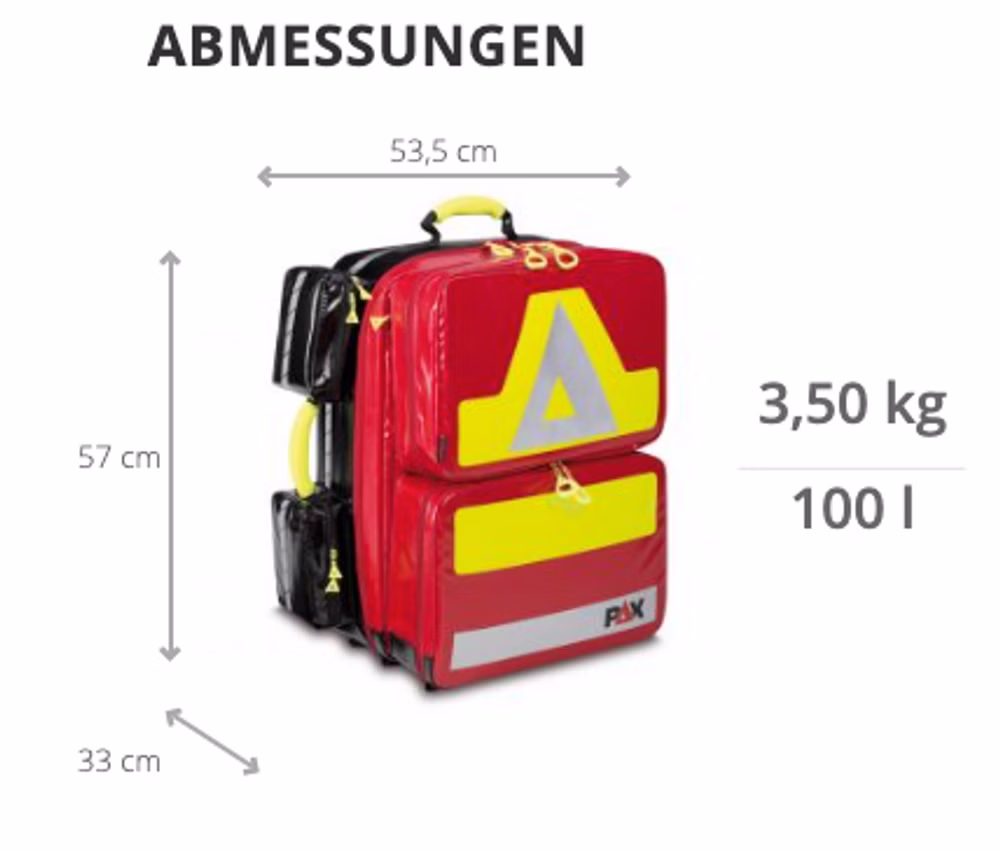 PAX Notfallrucksack Wasserkuppe L-ST-FT2 mit Seitentaschen und 2 Fronttaschen Blau
