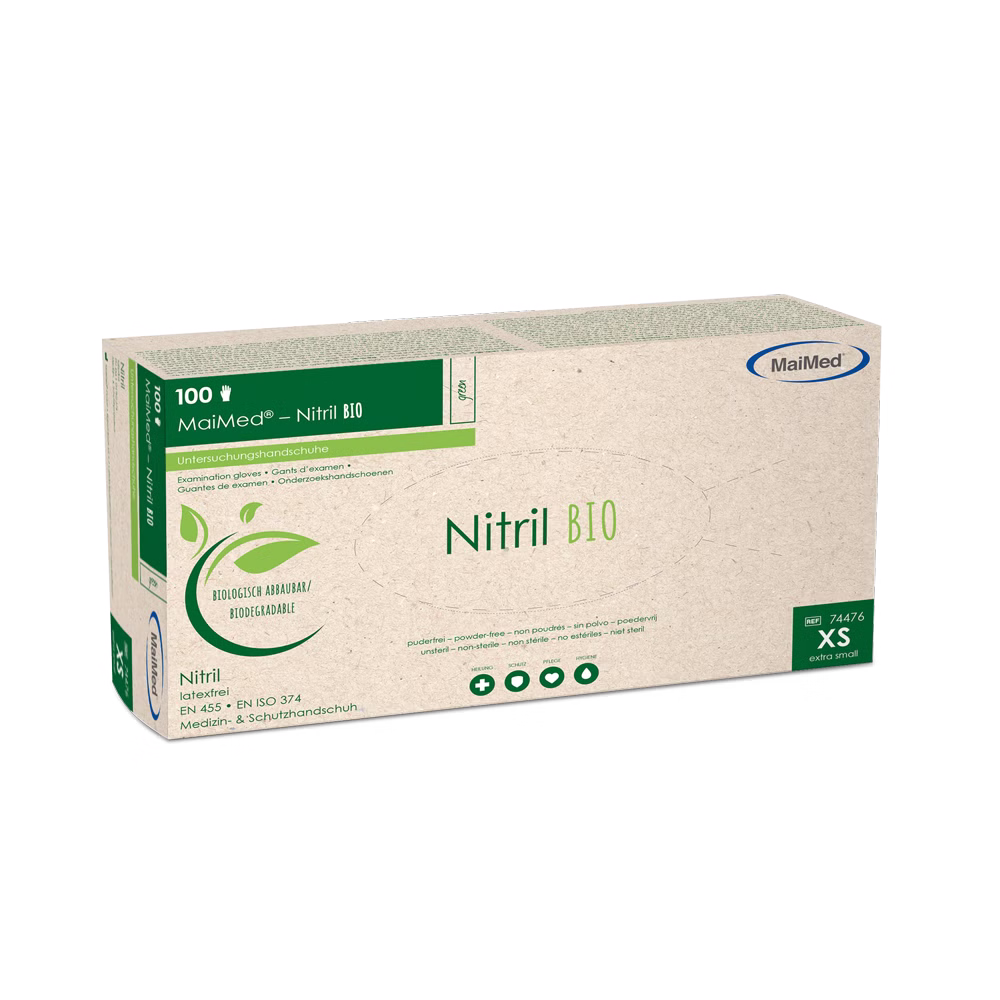 MaiMed Nitril BIO Einmalhandschuh (100 Stück) biologisch abbaubar XS