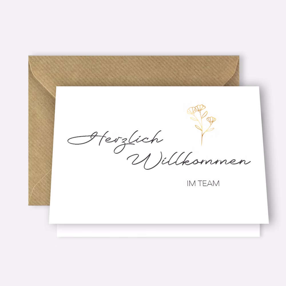 Karte "Herzlich willkommen im Team" mit Umschlag