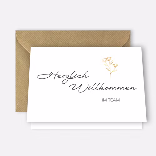 Karte "Herzlich willkommen im Team" mit Umschlag