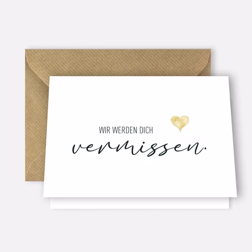 Karte "Wir werden dich vermissen" mit Umschlag