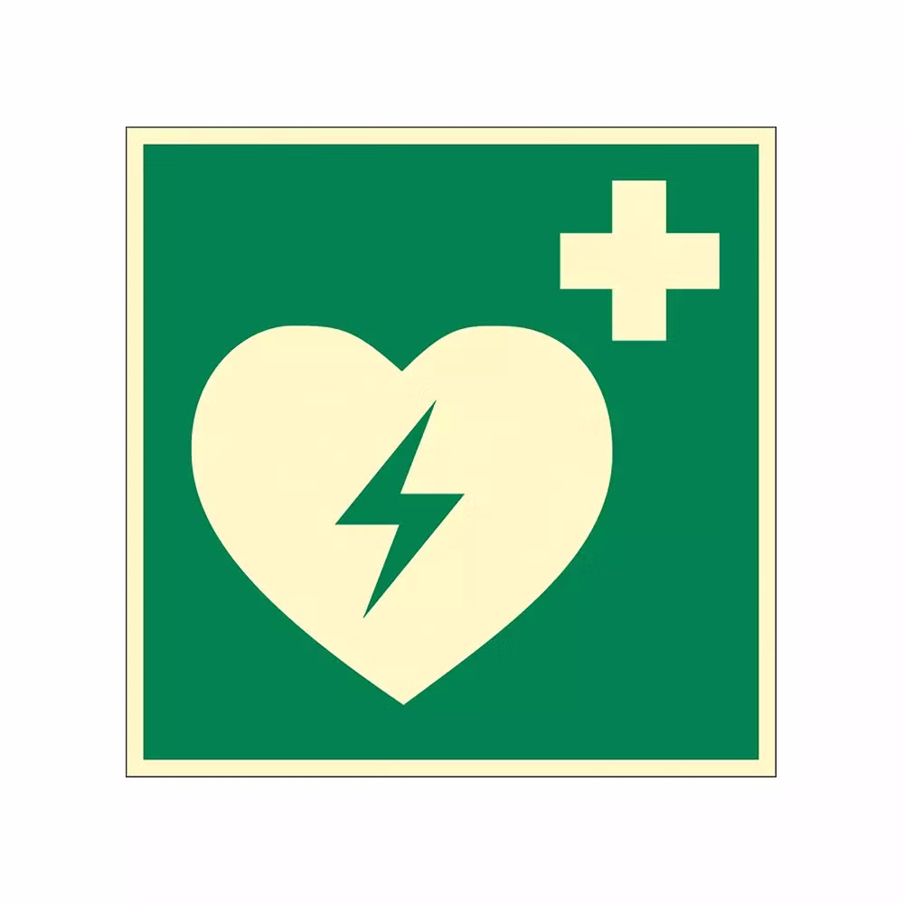 Hinweisschild Rettungszeichen Defibrillator 20x20cm Klebefolie