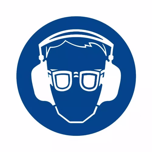 Hinweisschild Gebotszeichen Augen- und Gehörschutz benutzen Klebefolie