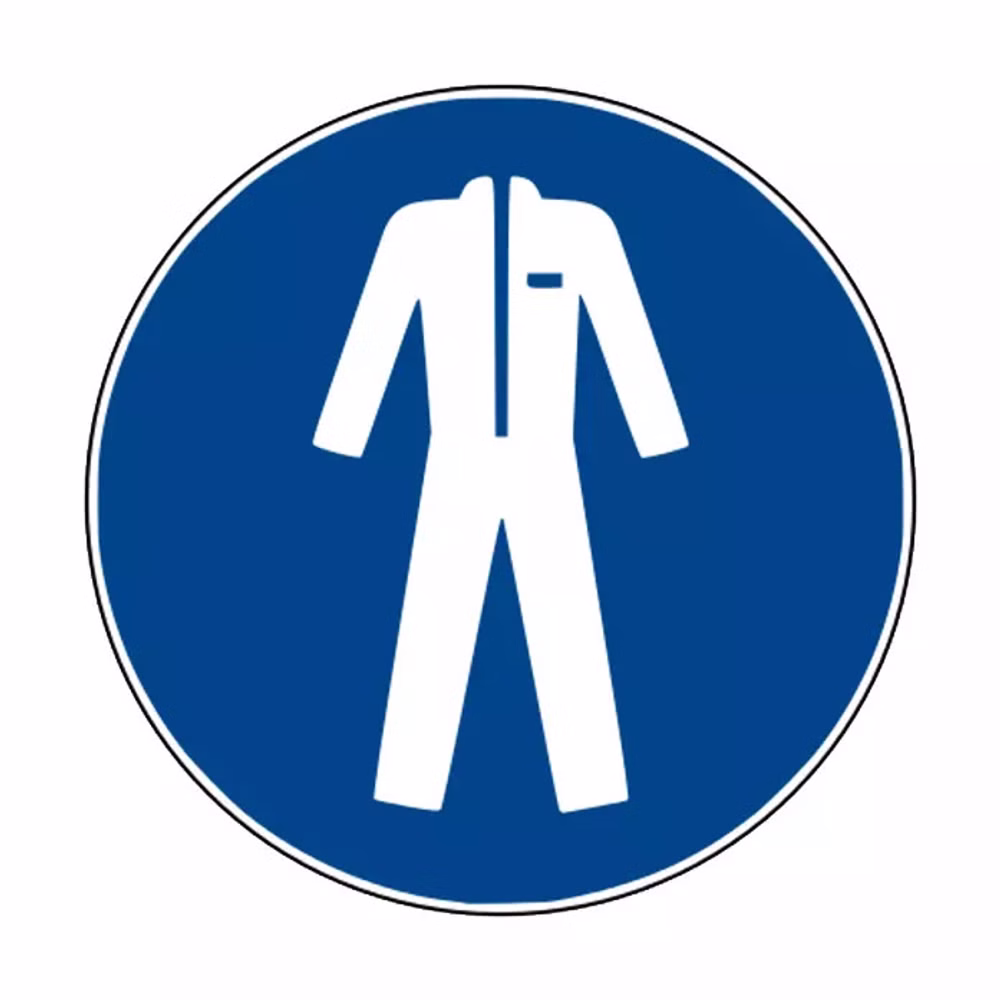 Hinweisschild Gebotszeichen Schutzkleidung benutzen Klebefolie