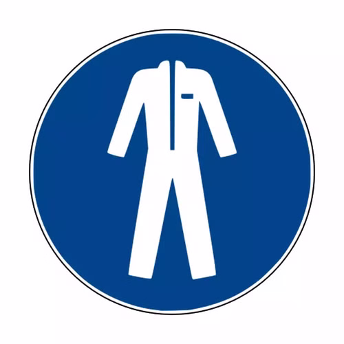 Hinweisschild Gebotszeichen Schutzkleidung benutzen