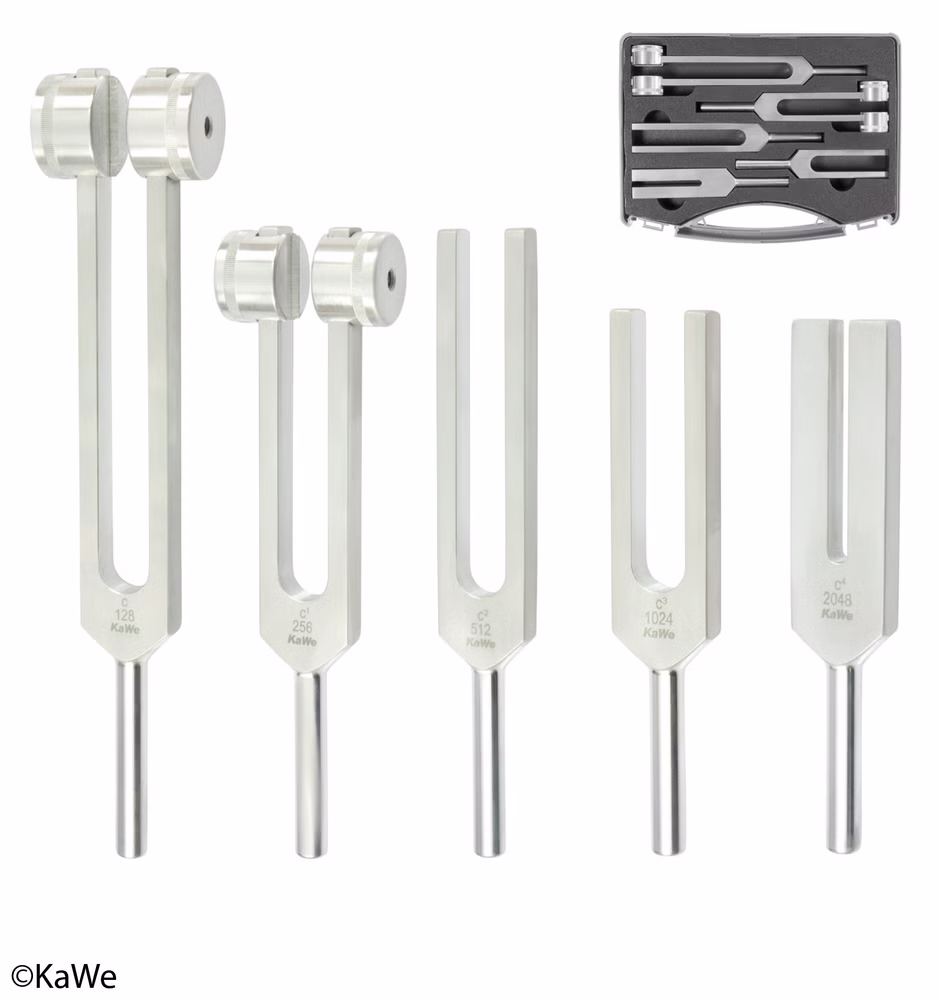 KaWe Stimmgabelset aus Aluminium mit 5 Stimmgabeln im Koffer