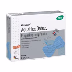 Weroplast AquaFlex Detect Fingerkuppenpflaster 8x4,5cm (50 Stück)