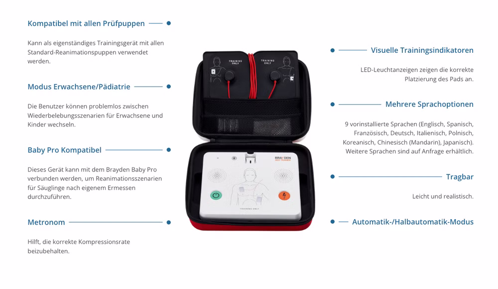Brayden AED Trainer mit wiederverwendbaren Gel-Pads Defibrillationstrainer