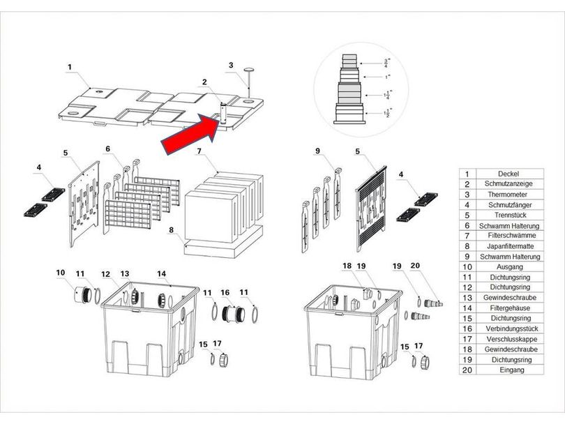 Ersatzteil "Wasserstandanzeiger" PART 2 - Kammerfilter CBF-350