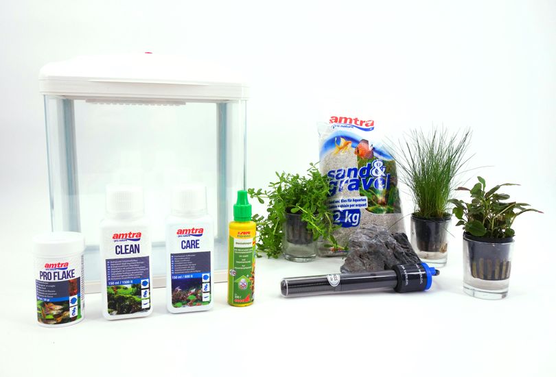 HR-230 weiß inklusive Dekoration Nano Aquarium Komplettaquarium Filteranlage 
