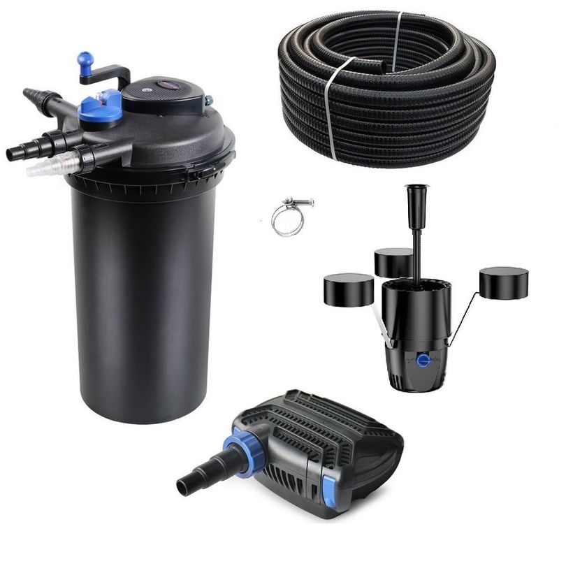 Druckteichfilter Set CPF 15000 mit 30W Eco Pumpe 10m Schlauch externer Skimmer Nr.30