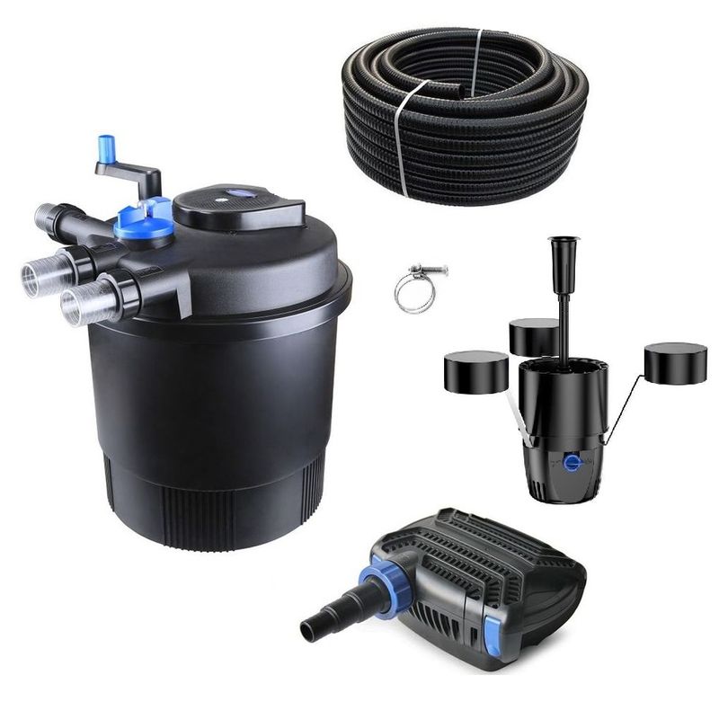 Druckteichfilter Set CPF 20000 mit 50W Eco Pumpe 10m Schlauch externer Skimmer Nr.38
