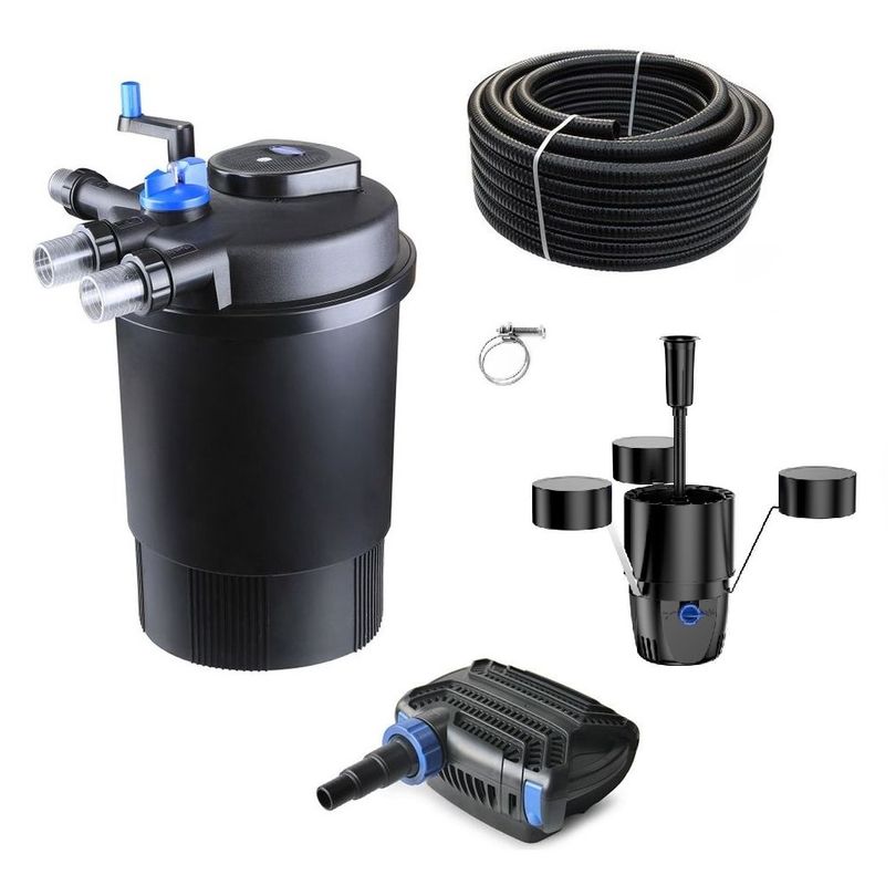 Druckteichfilter Set CPF 30000 mit 70W Eco Pumpe 10m Schlauch externer Skimmer Nr.46