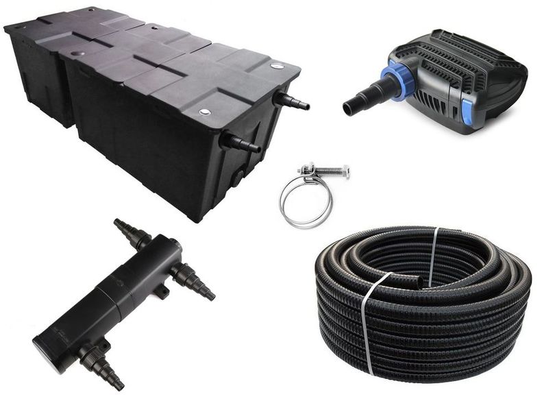 Kammerfilter Set CBF 550 B mit 30W Eco Pumpe 10m Schlauch bis 90.000l Nr.78