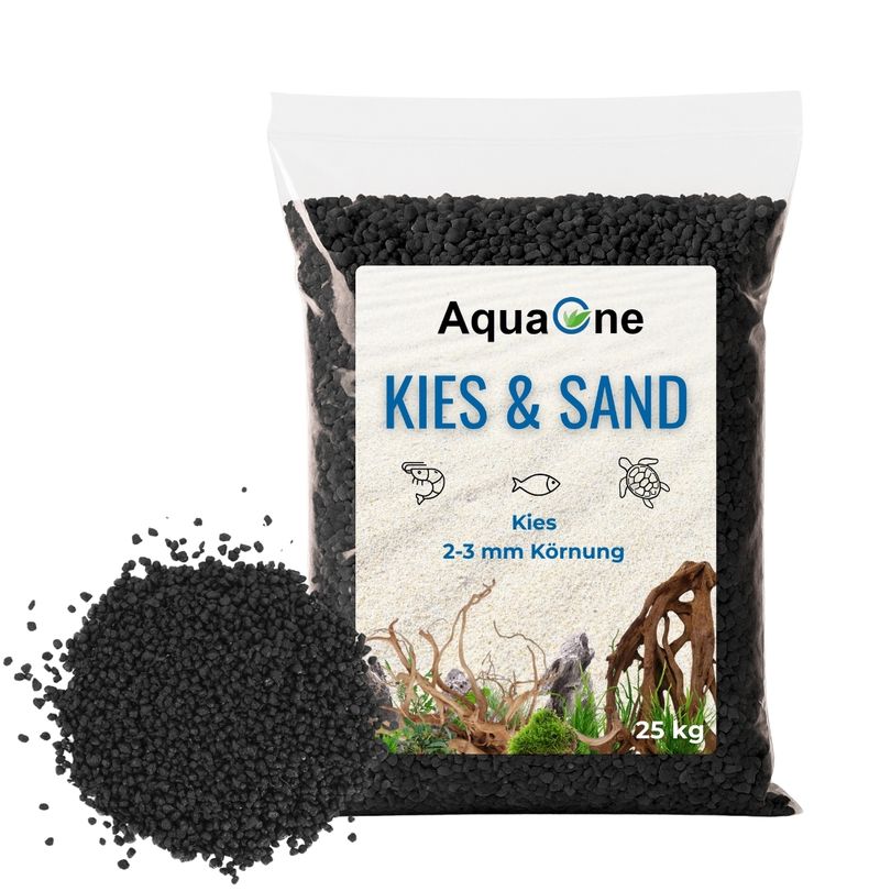 25 kg Schwarzer Quarzkies (2-3 mm) – Premium Bodengrund für Aquarien