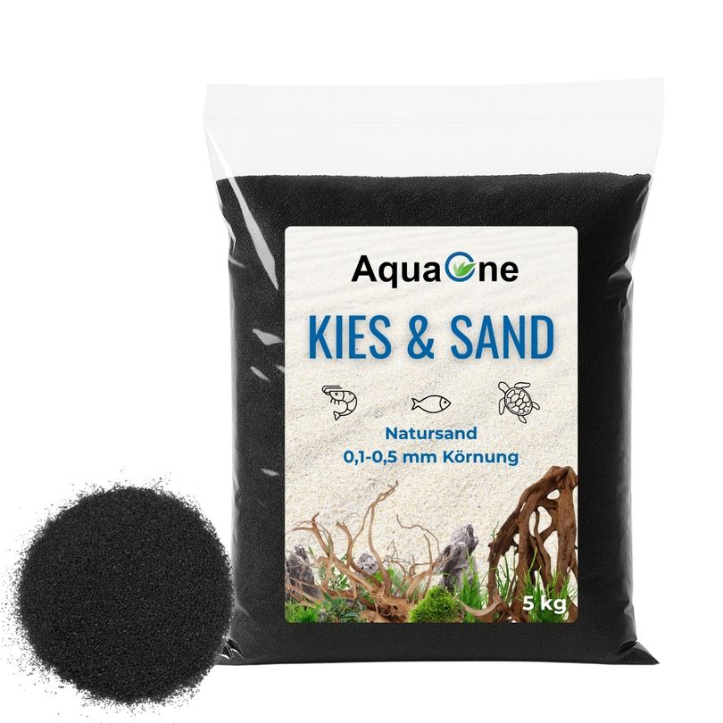 5 kg Schwarzer Aquariensand (0,1-0,5 mm) – Premium Bodengrund für Aquarien