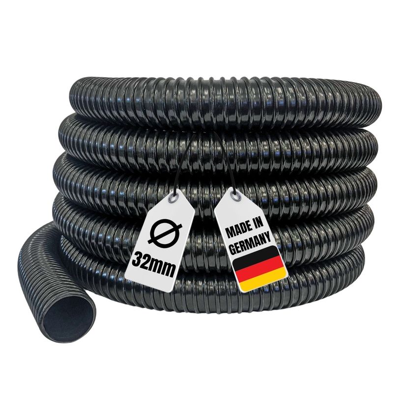 Teichschlauch Meterware 32 mm 1 1/4" schwarz Top Qualität Spiralschlauch