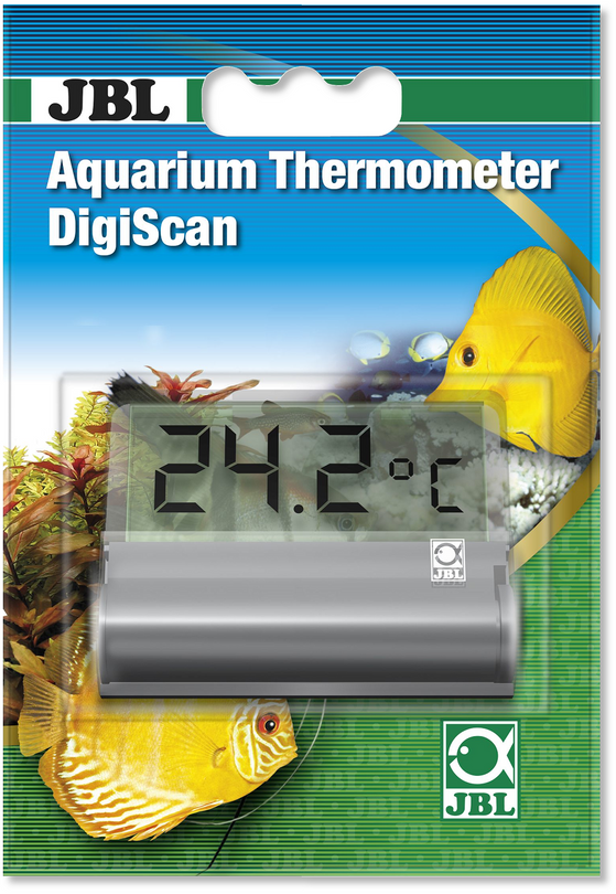 JBL Aquarium Thermometer DigiScan - Digitales Aquarienscheiben Klebethermometer