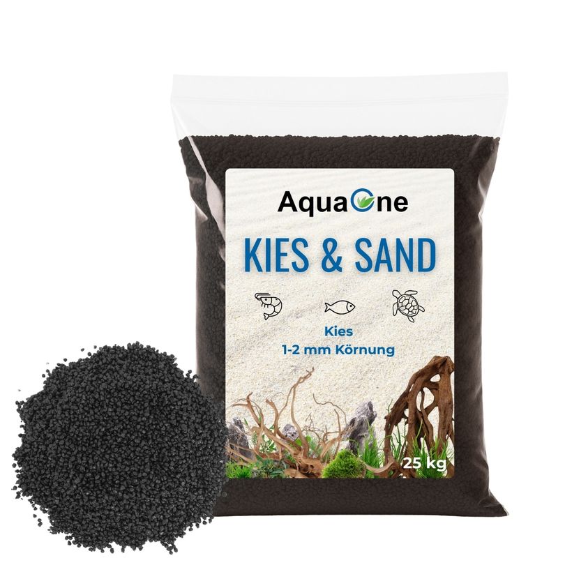 25 kg Schwarzer Quarzkies (1-2 mm) – Premium Bodengrund für Aquarien