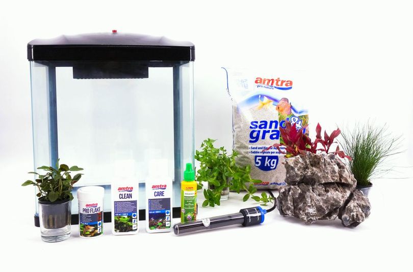 HR-300 Schwarz Nano Aquarium – inkl. Dekoration