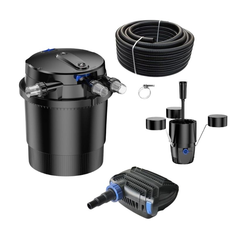 Druckteichfilter Set CPU 20000 mit 50W Eco Pumpe 10m Schlauch externer Skimmer Nr.42