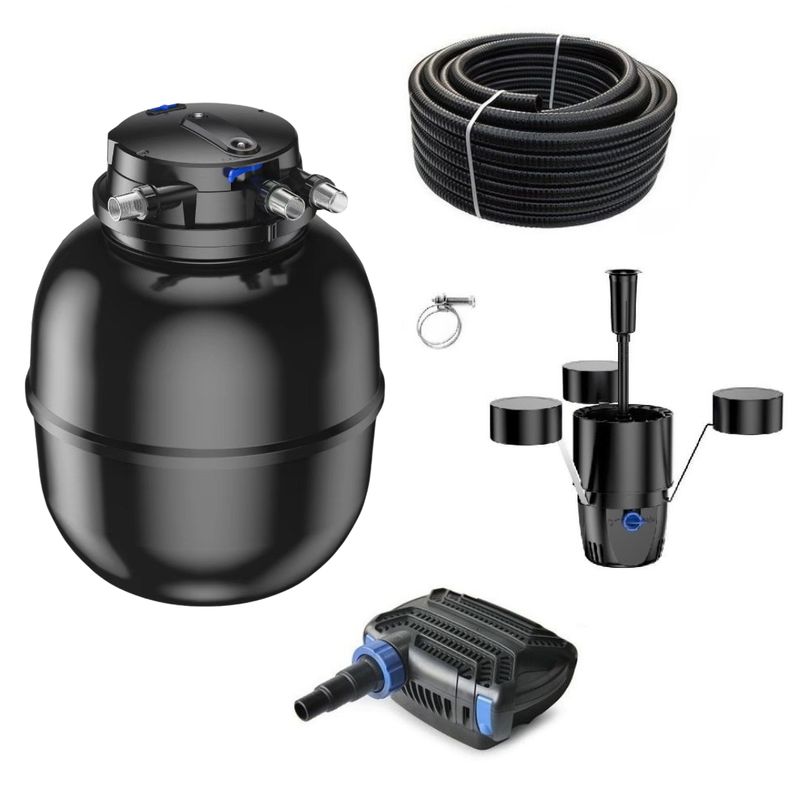 Druckteichfilter Set CPU 75000 mit 100W Eco Pumpe 10m Schlauch externer Skimmer Nr.66