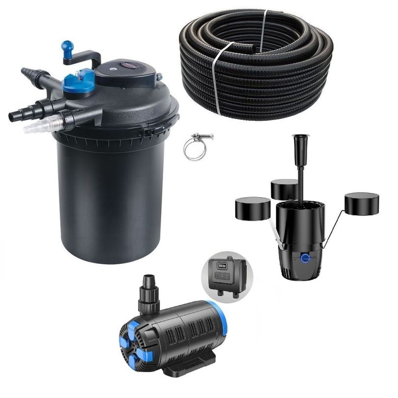 Druckteichfilter Set CPF 10000 regelbare Eco Pumpe 10m Schlauch externer Skimmer Nr.24